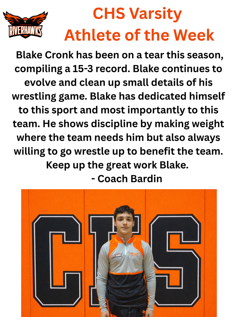 Blake Cronk Boys Wrestling Athlete of the Week