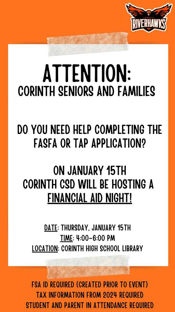 FAFSA and FINANCIAL AID NIGHT on January 15th