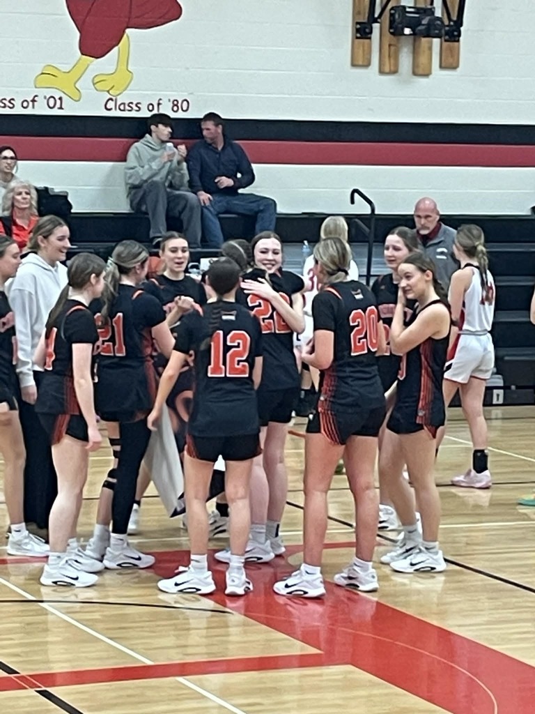 Girls V BB congratulating Whitney