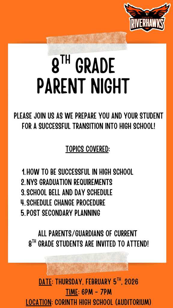 Grade 8 Parent Night February 5th