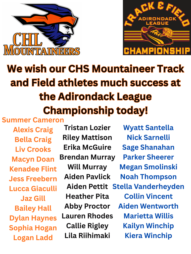 CHL Mountaineers Varsity Track Team completes in ADK Championship