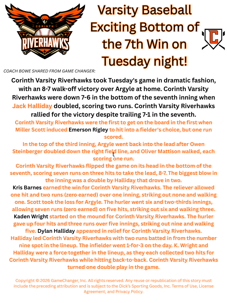 Varsity BB win Game Changer highlights