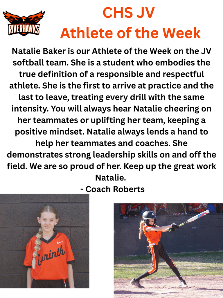 Natalie Baker JV Athlete of the Week Softball