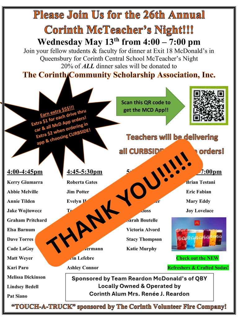 Thank you McTeacher's Night