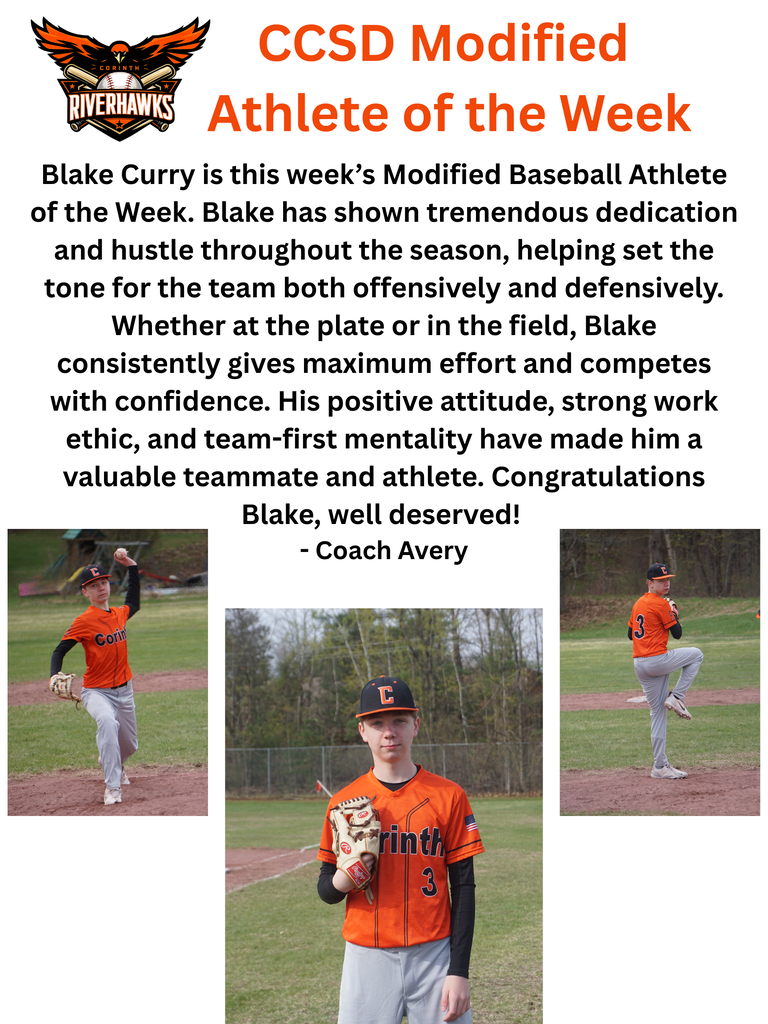 Blake Curry Modified Athlete of the Week Baseball 