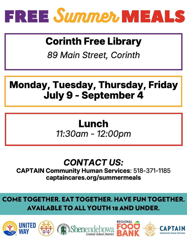 Free Summer Meals *Now at Corinth Free Library