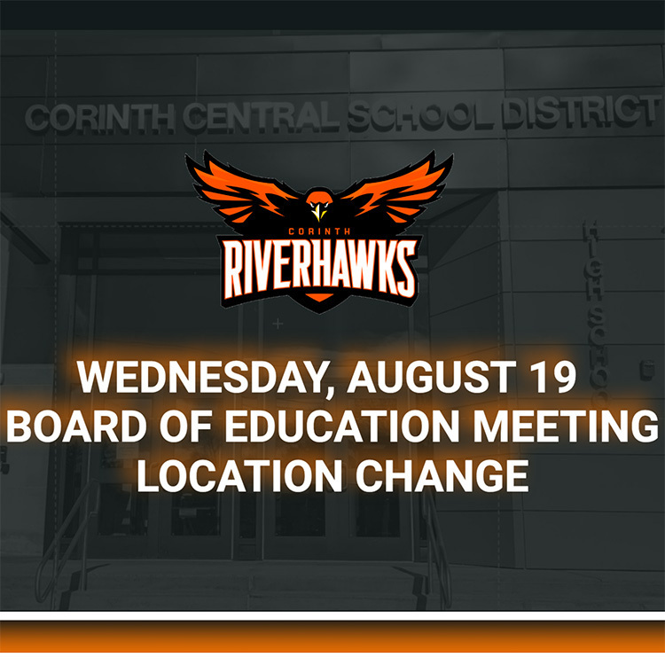 Wednesday, August 19 Board of Education Meeting Location Change
