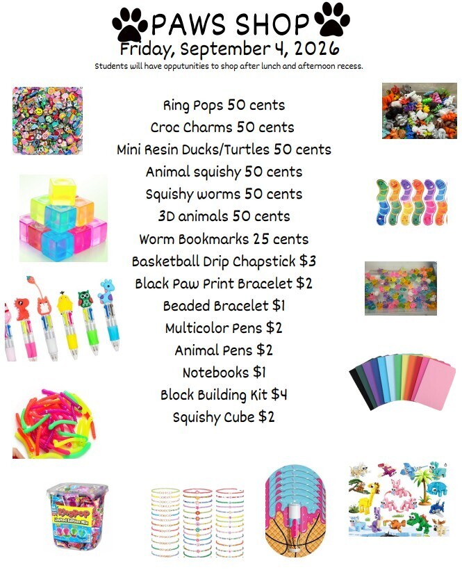 PAWS shop Sept 4