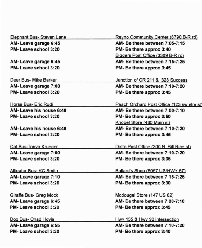Snow/Inclement Weather Routes 2025-2026