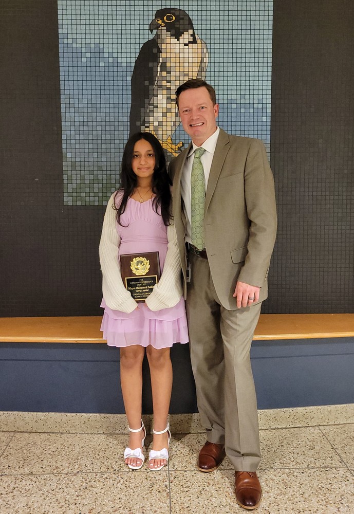 Maya Sallam, Union Canal Student of the Year with the Principal