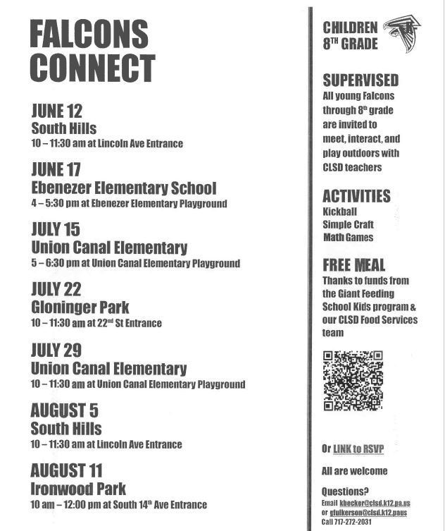Faclons Connect flyer with dates