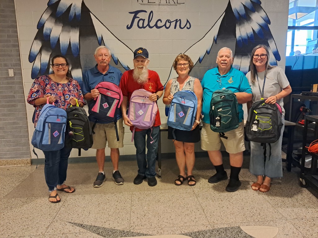 Mt. Olivet Lodge members with backpack donations