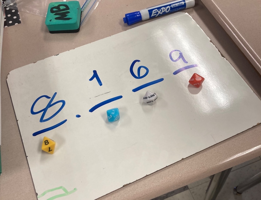 example of math manipulatives - decimal dice