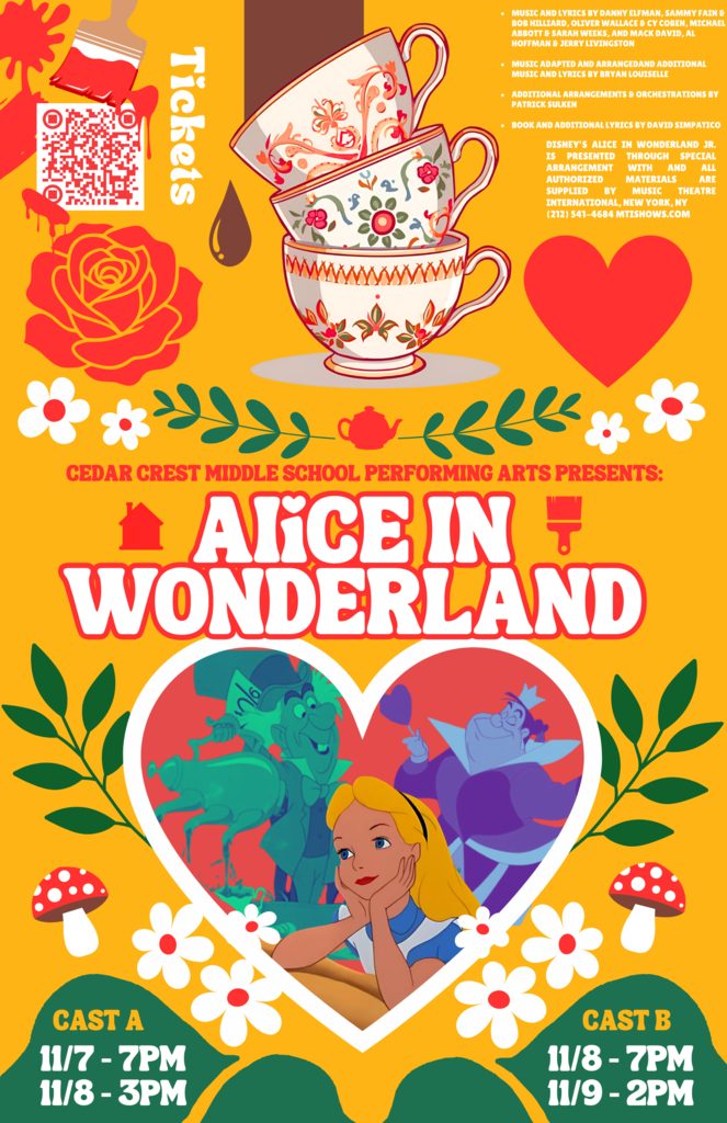 Poster for Alice in Wonderland performance at CCMS