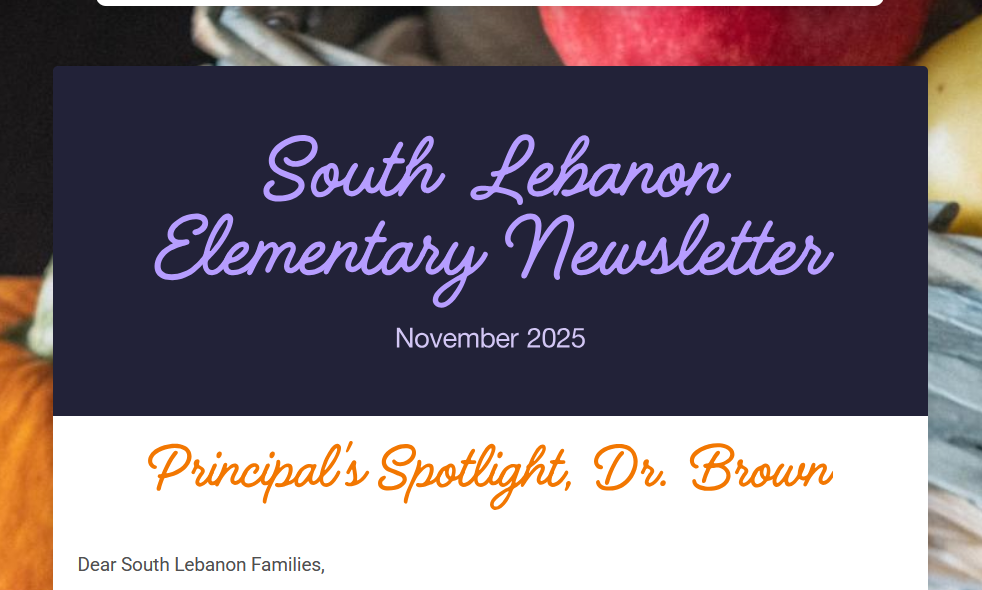 Cover image of the South Lebanon Elementary Newsletter