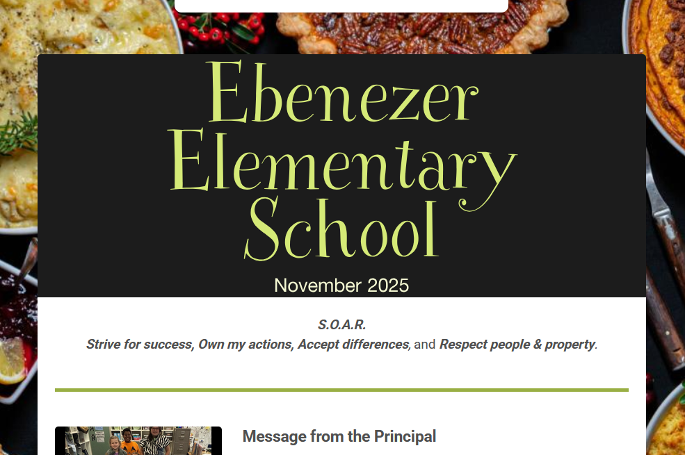 title image of the Ebenezer Elementary School November 2025 newsletter