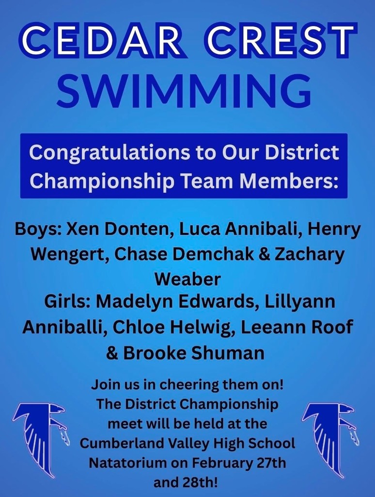 anouncement of swim team members who will be competing at District championship 