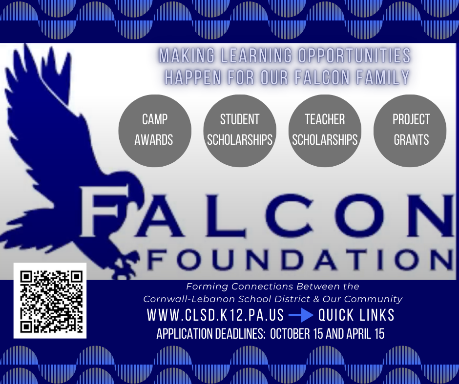 Promo for Falcon Foundation grants and awards deadlines: April 15 and October 15 each year