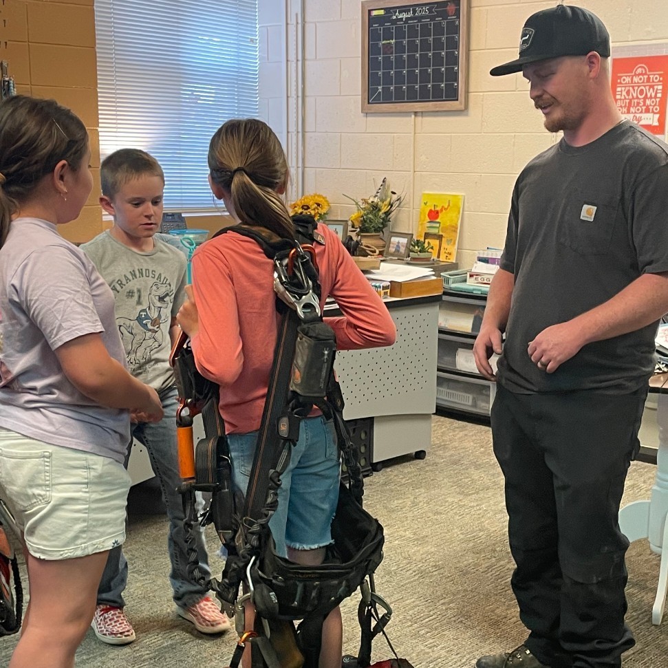 Students in wind gear