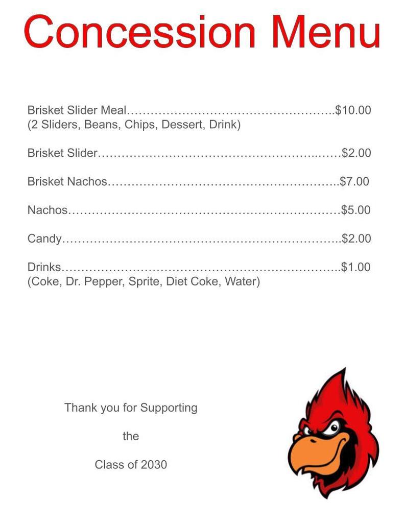 Concession Menu