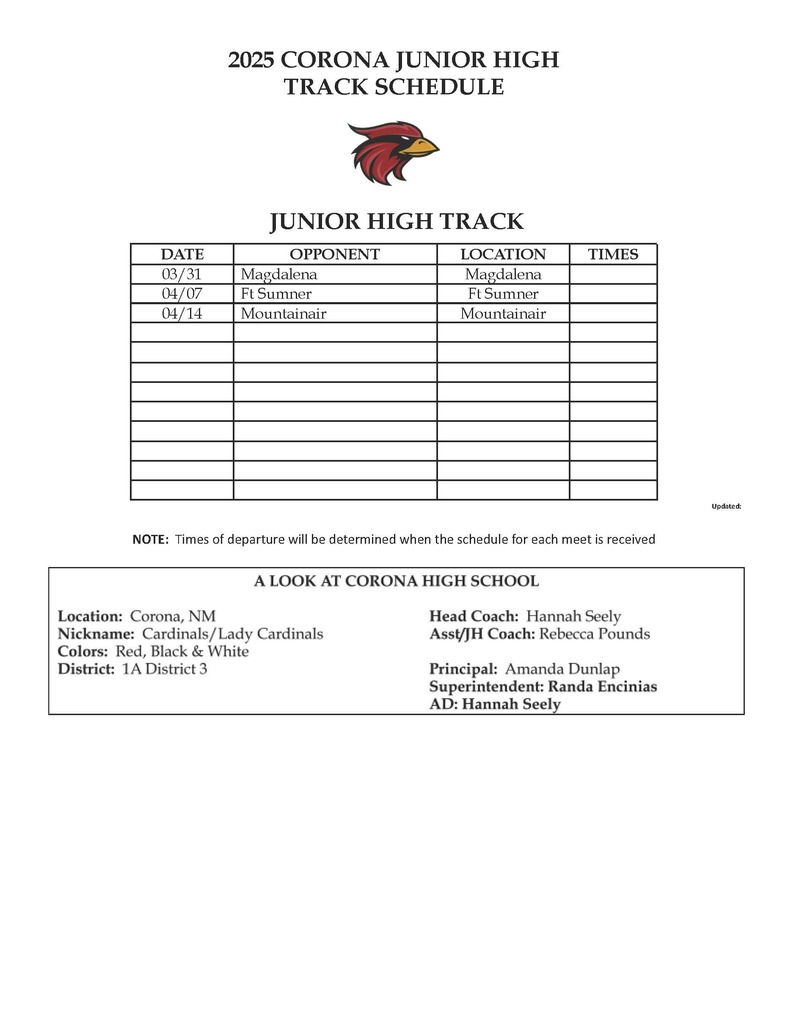 JH Track Schedule