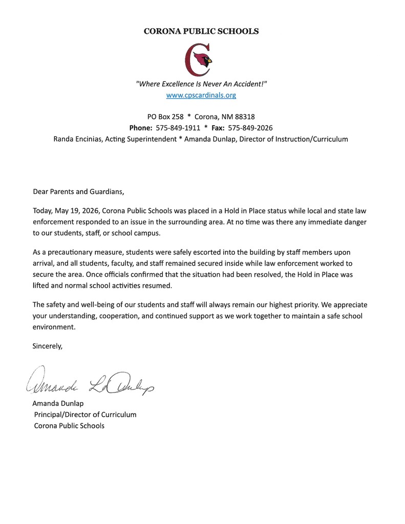 Hold in Place Letter