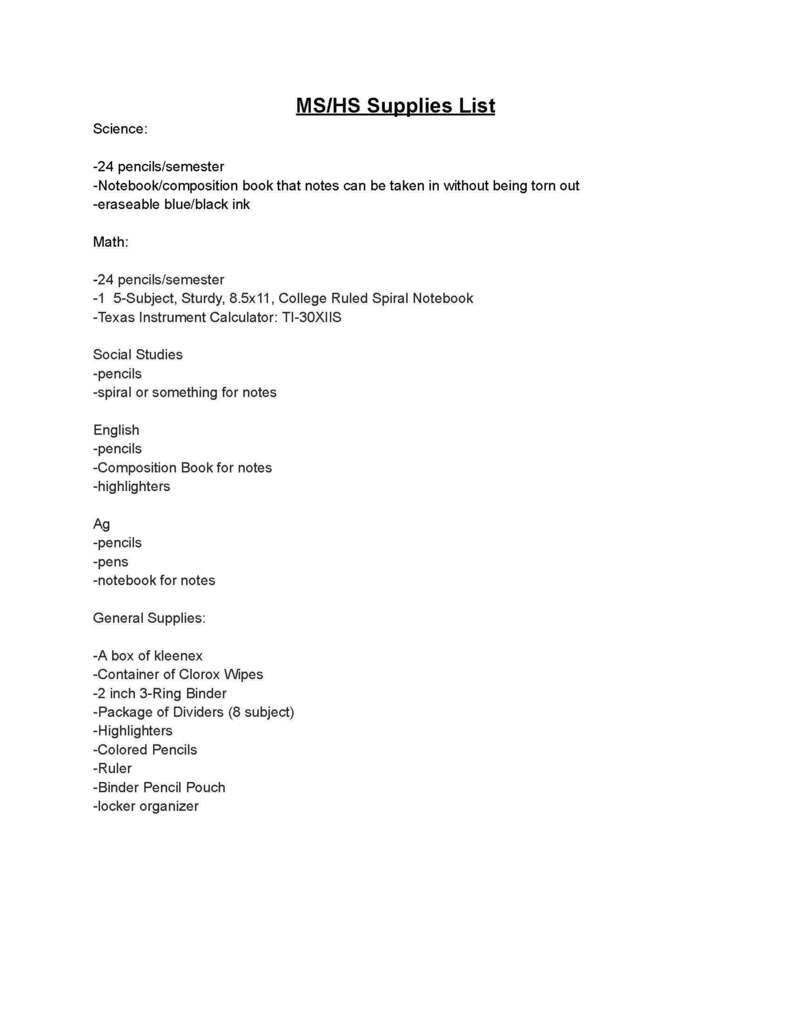 MS/HS List