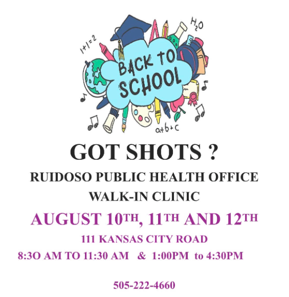 Got Shots? Ruidoso Public Health Office Walk in Clinic
