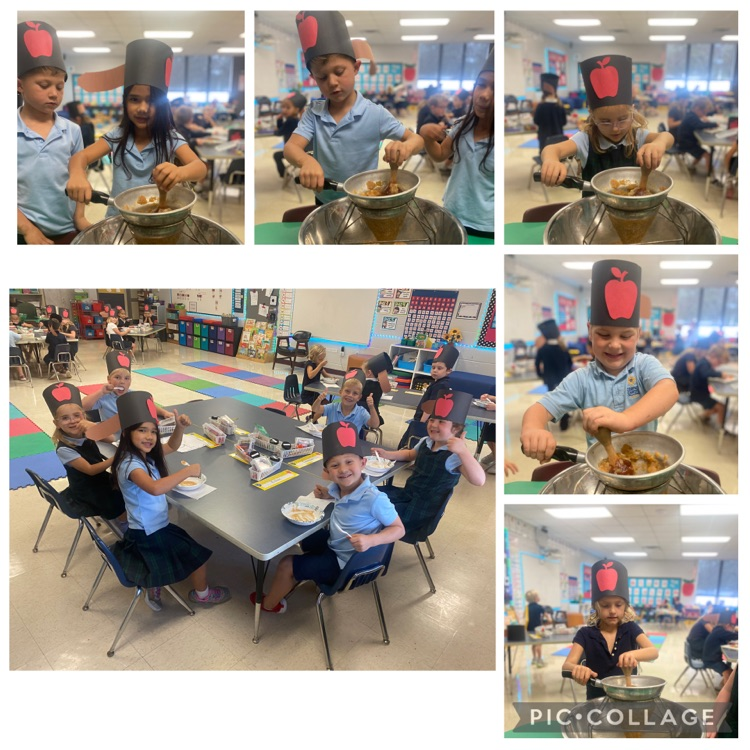 Today was apple-solutely amazing in Kindergarten! Mrs. Hoeniges's class celebrated Johnny Appleseed Day by learning all about the man who loved apple trees—and then rolled up our sleeves to make our very own homemade applesauce! 