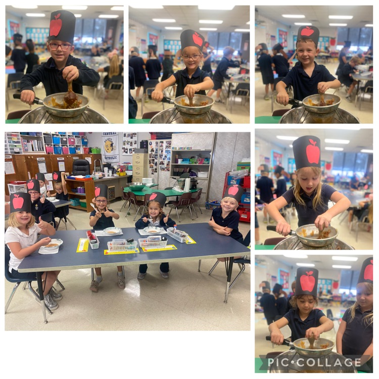 Today was apple-solutely amazing in Kindergarten! Mrs. Hoeniges's class celebrated Johnny Appleseed Day by learning all about the man who loved apple trees—and then rolled up our sleeves to make our very own homemade applesauce! 
