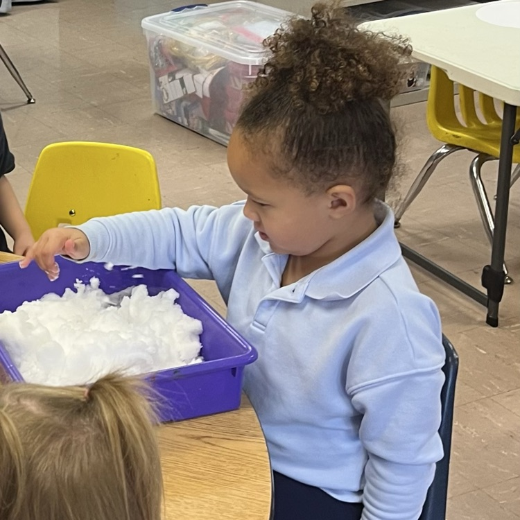 Playing with snow inside is fun!