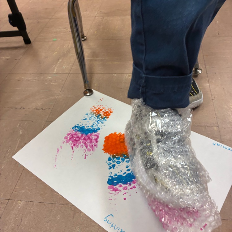 PreK had fun bubble wrap painting this week!