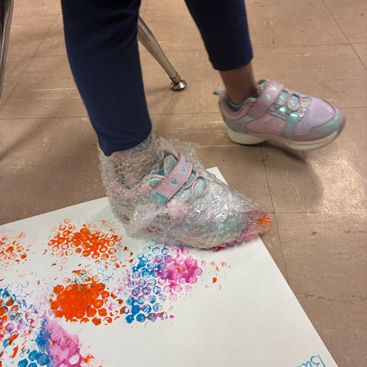 PreK had fun bubble wrap painting this week!