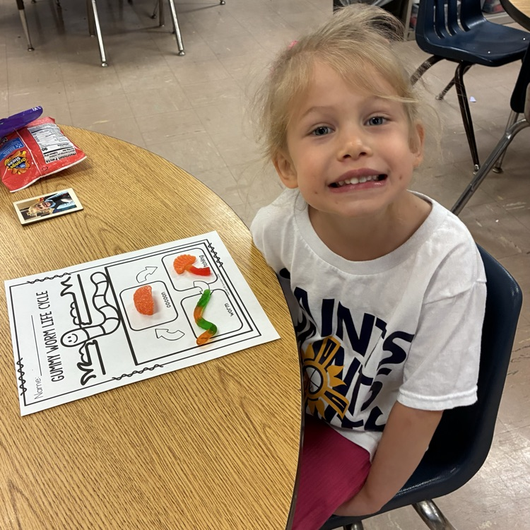 We learned about the life cycle of worms and used candy to illustrate. 