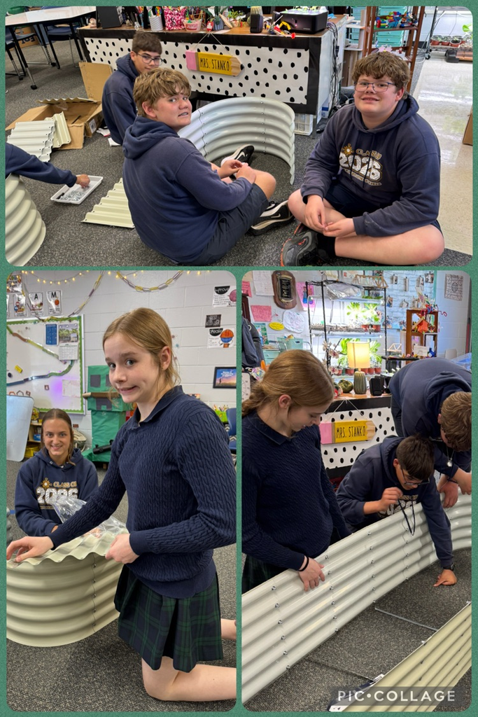 8th grade building the garden beds for the Giving Garden!