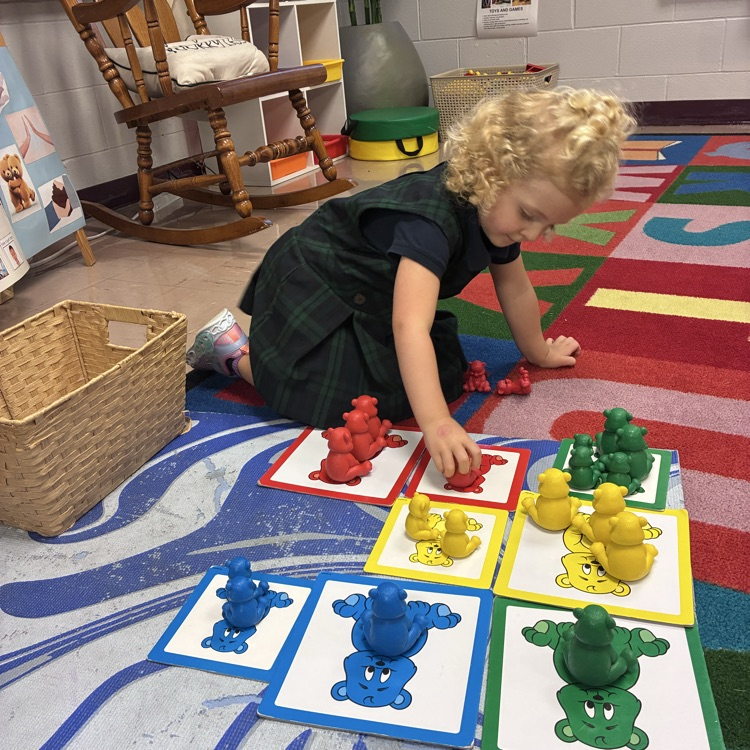 We love to match colors in the math interest center.