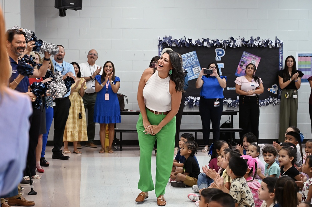 Denise Caldera with corpus christi isd board memebr and district admin