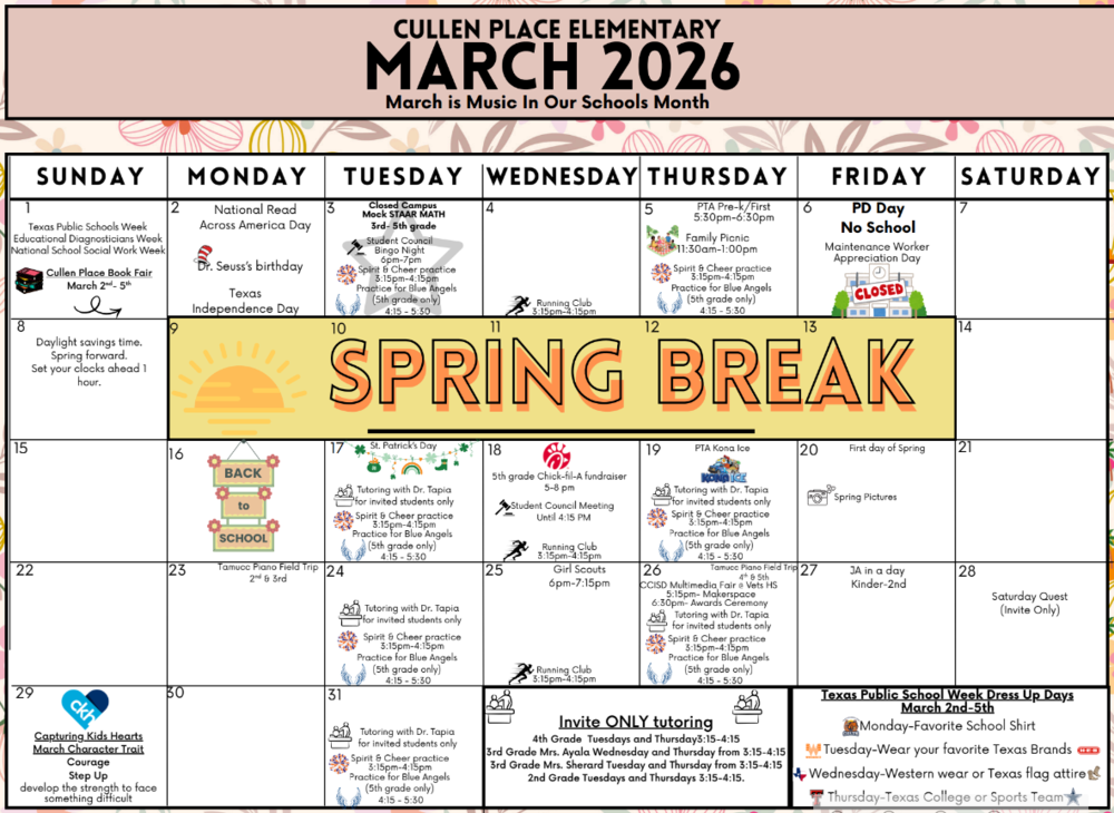 March Family Calendar