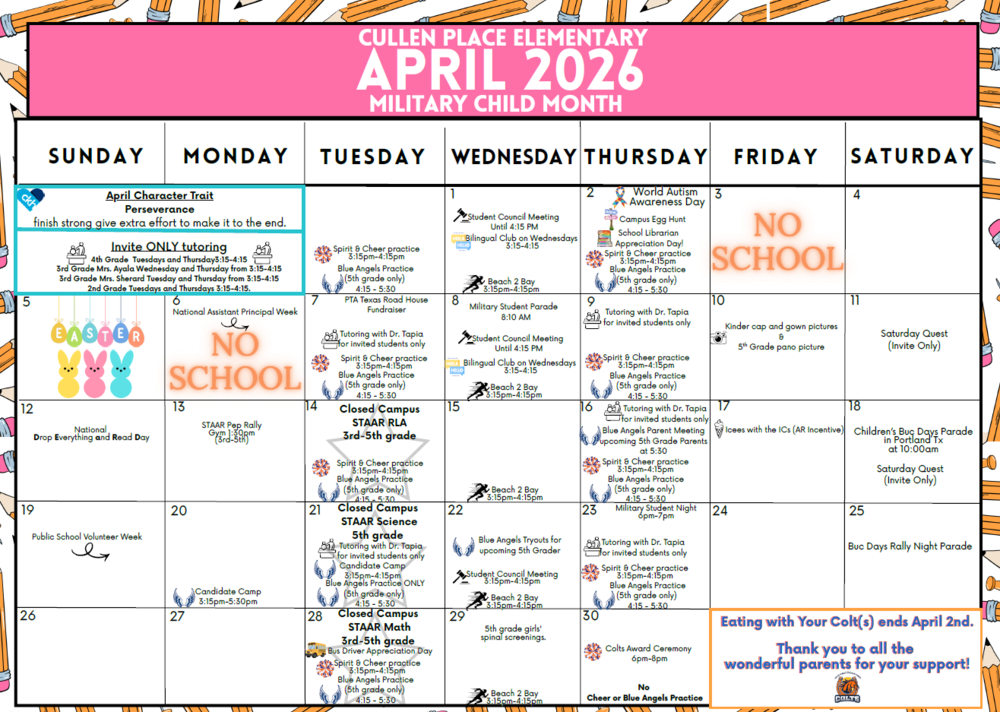April Family Calendar