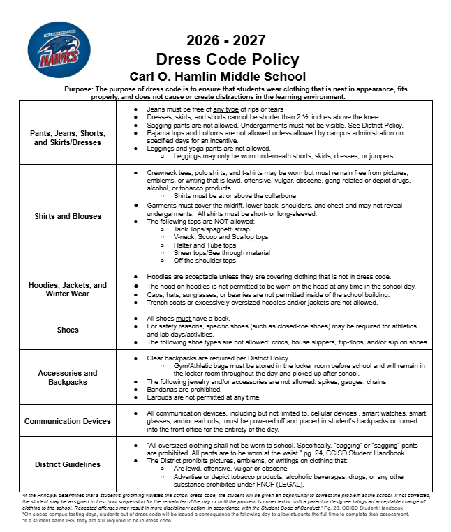 2026-2027 Dress Code