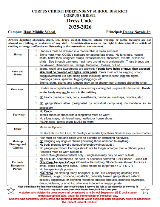 Haas 25-26 Dress Code