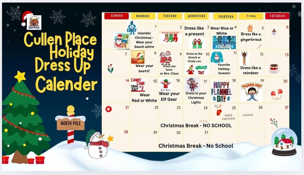 Cullen Place Holiday Dress Up Calendar