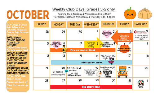 October Event Calendar