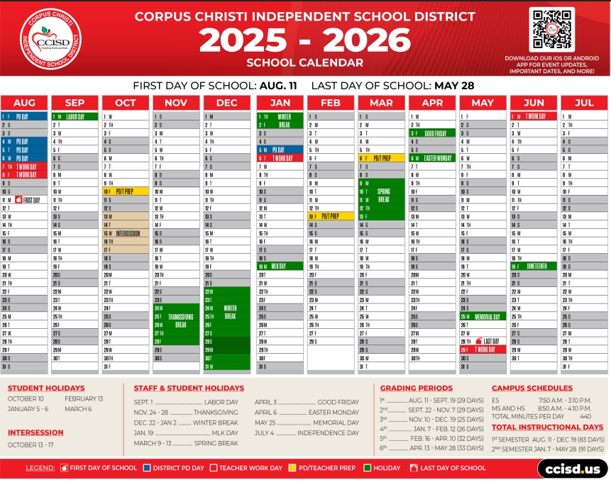 CCISD 2025-2026 Calendar