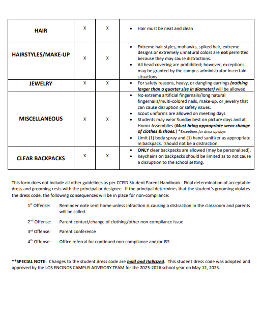 2025-2026 Dress Code Page 2
