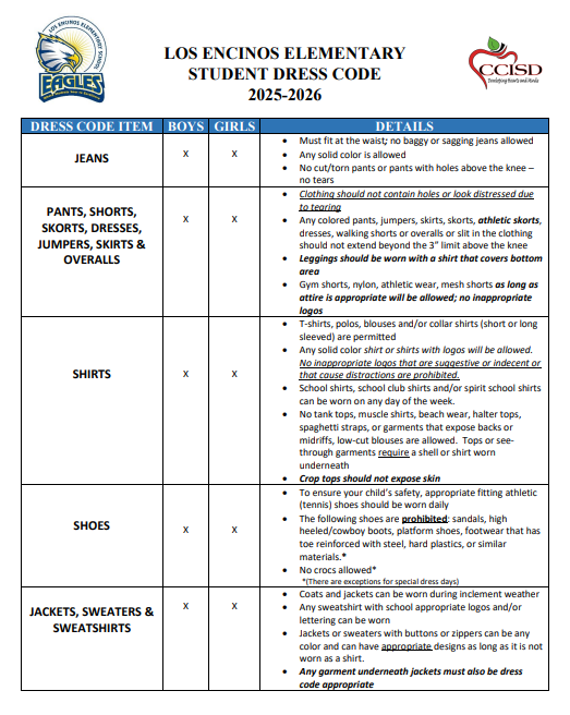 2025-2026 Dress Code Page 1