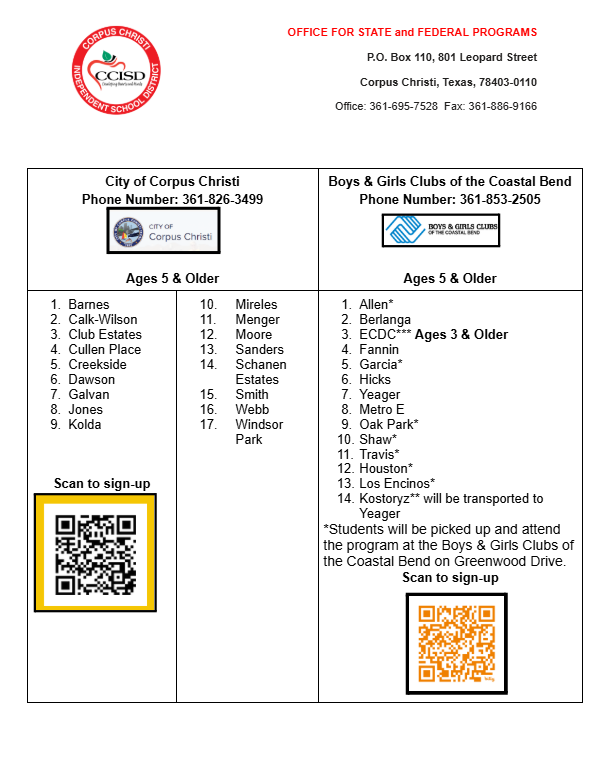 Afterschool Care flyer
