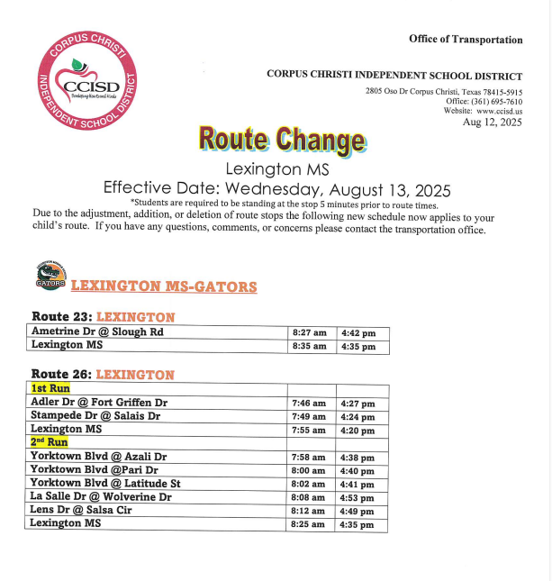 bus route update