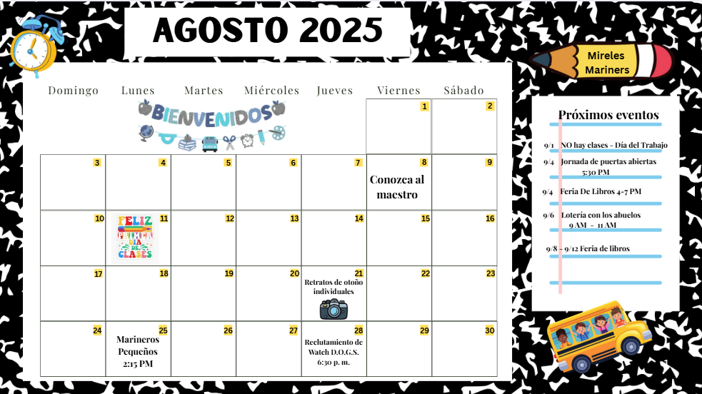 Calendario de Agosto