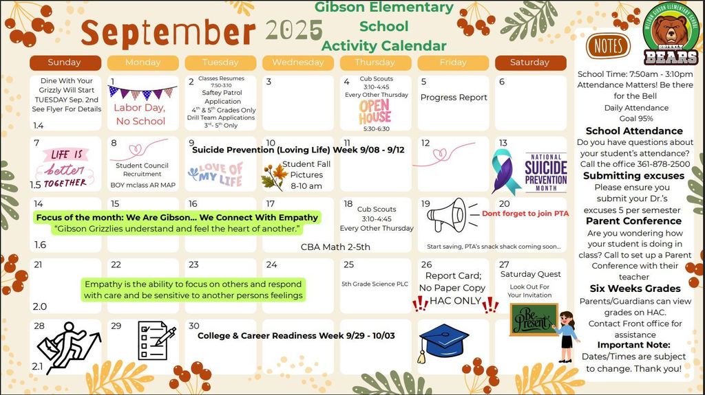 sept calendar